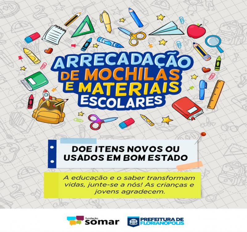Fundação Somar inicia arrecadação de materiais escolares para crianças em vulnerabilidade social