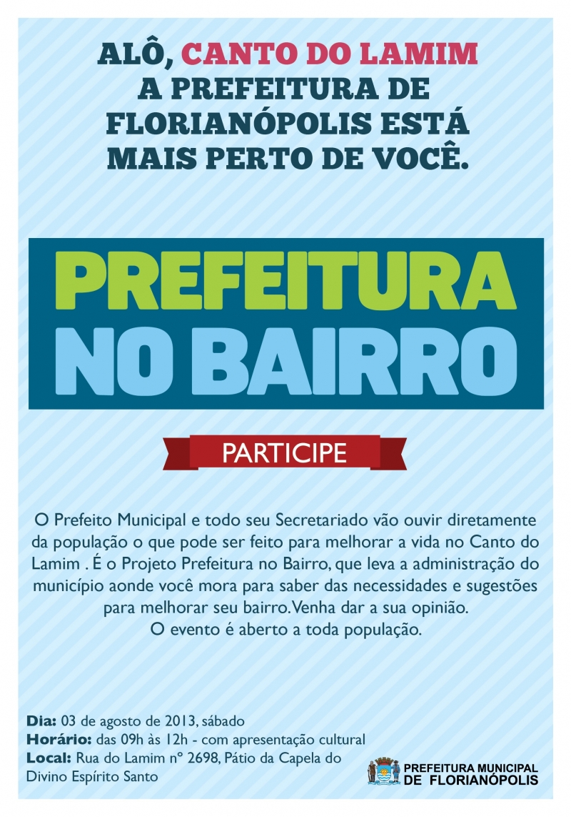Prefeitura no Bairro vai ao Canto do Lamim