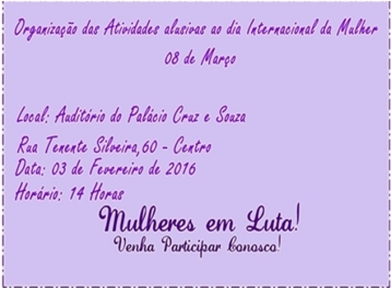 Segunda reunião de organização das atividades alusivas ao dia Internacional da Mulher