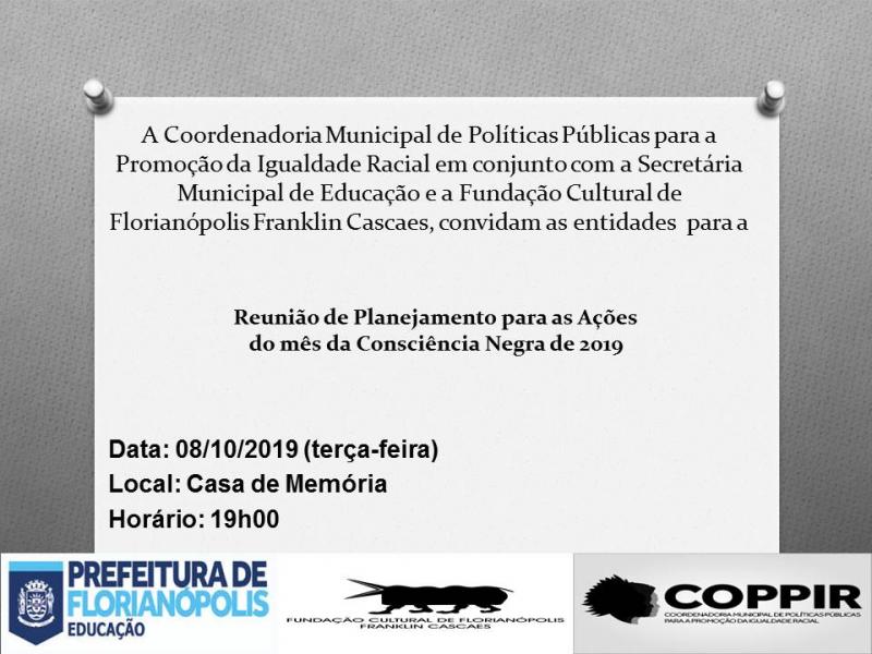 Reunião de Planejamento para as Ações do mês da Consciência Negra de 2019