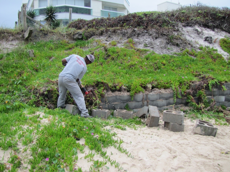 FLORAM desmonta muro em praia no Sul da Ilha