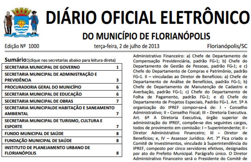 Diário Oficial do Município chega à milésima edição