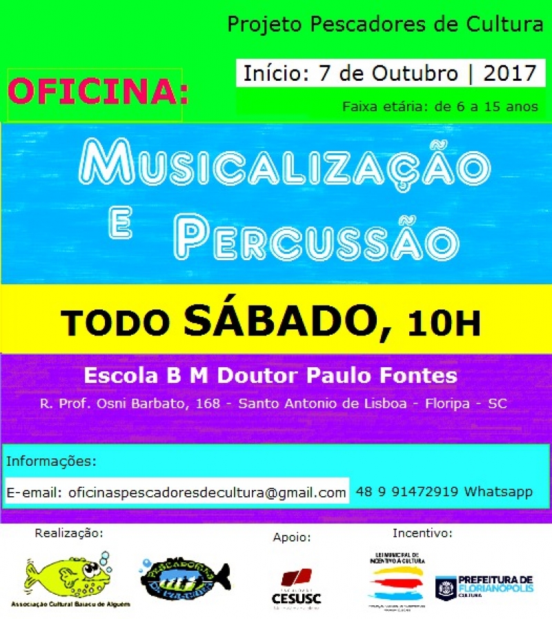 Santo Antônio terá oficina de musicalização e percussão aos sábados