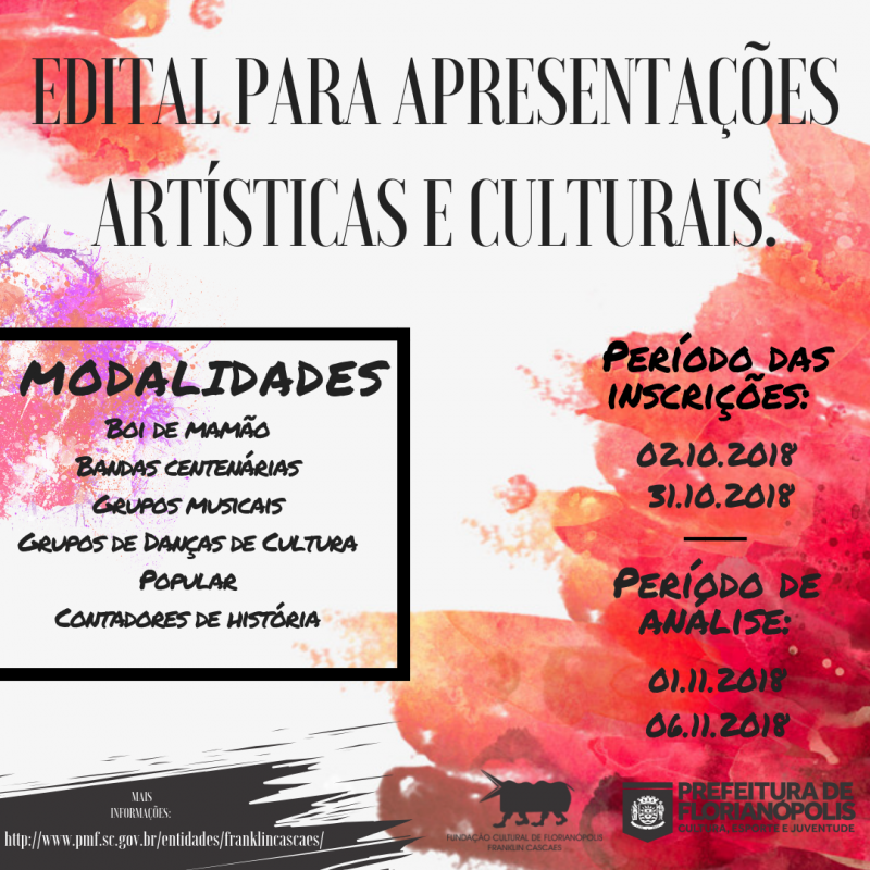 Prefeitura abre inscrições para grupos que desejam realizar apresentações artísticas e culturais no município