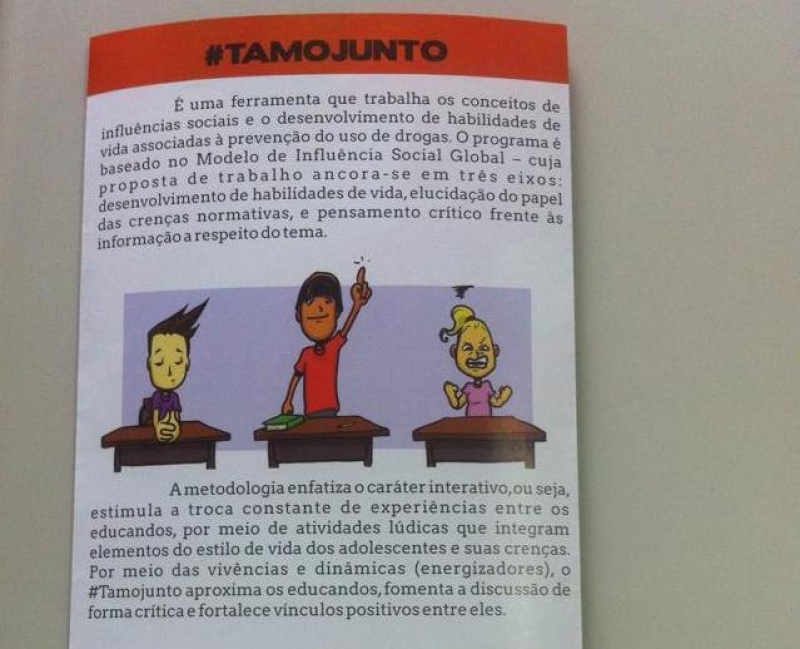 Prevenção a uso de drogas nas escolas será ampliada
