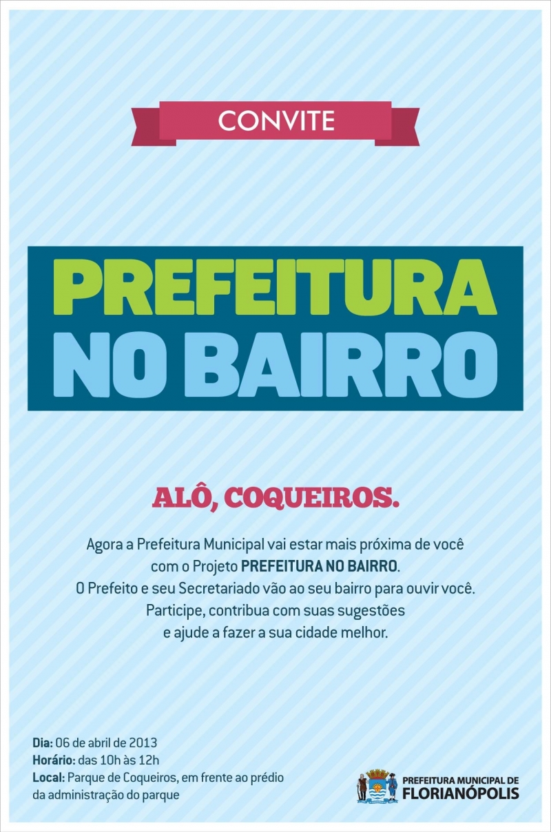 “Prefeitura no Bairro” deste sábado será em Coqueiros