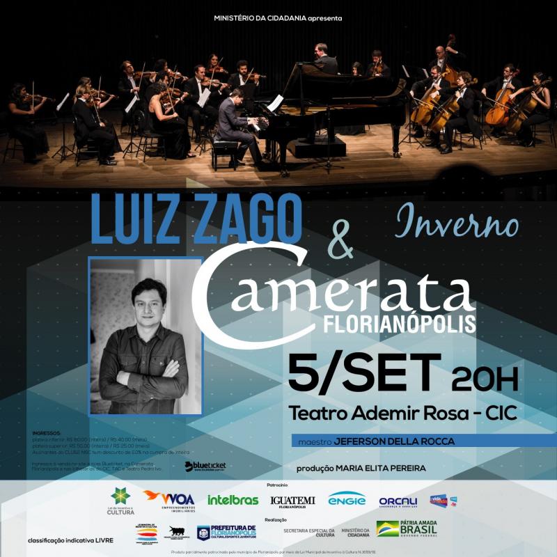 Luiz Zago e Camerata Florianópolis celebram parceria no Teatro do CIC