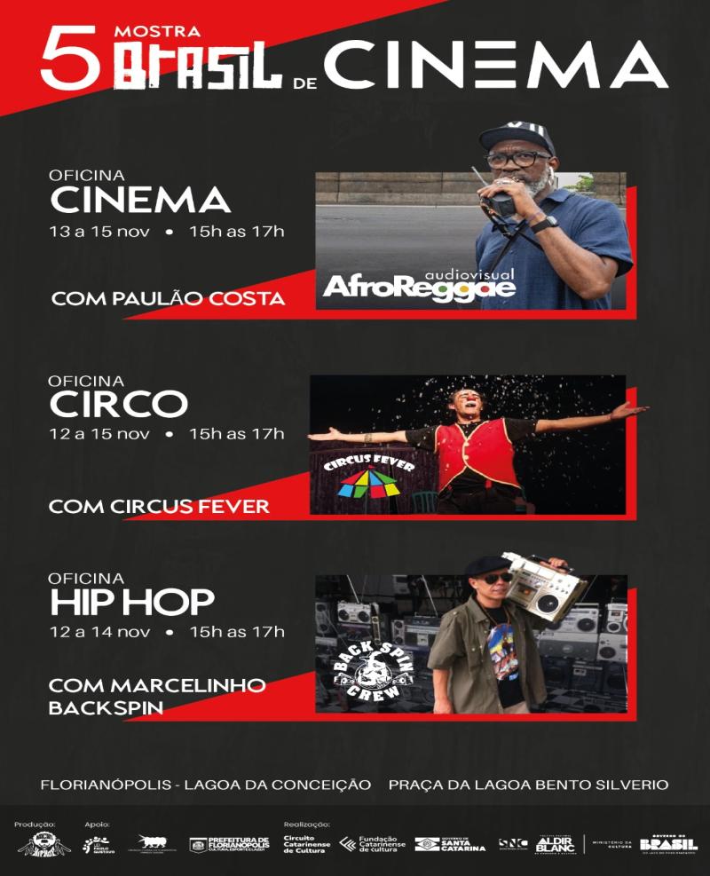 Mostra Brasil de Cinema oferece oficinas gratuitas em Florianópolis e celebra o Dia Internacional do Hip Hop com lenda viva do movimento