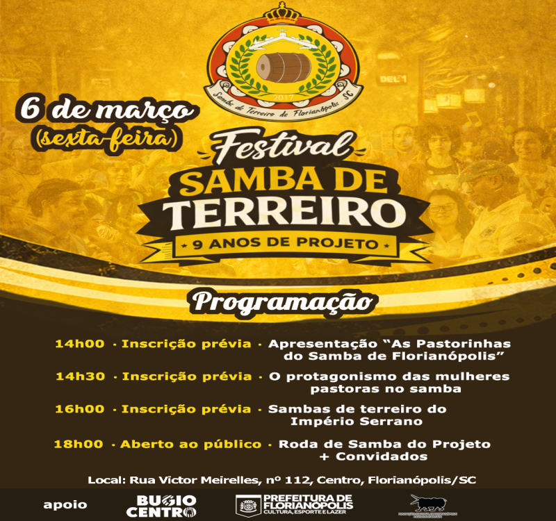 Festival celebra 9 anos do Projeto Samba de Terreiro 