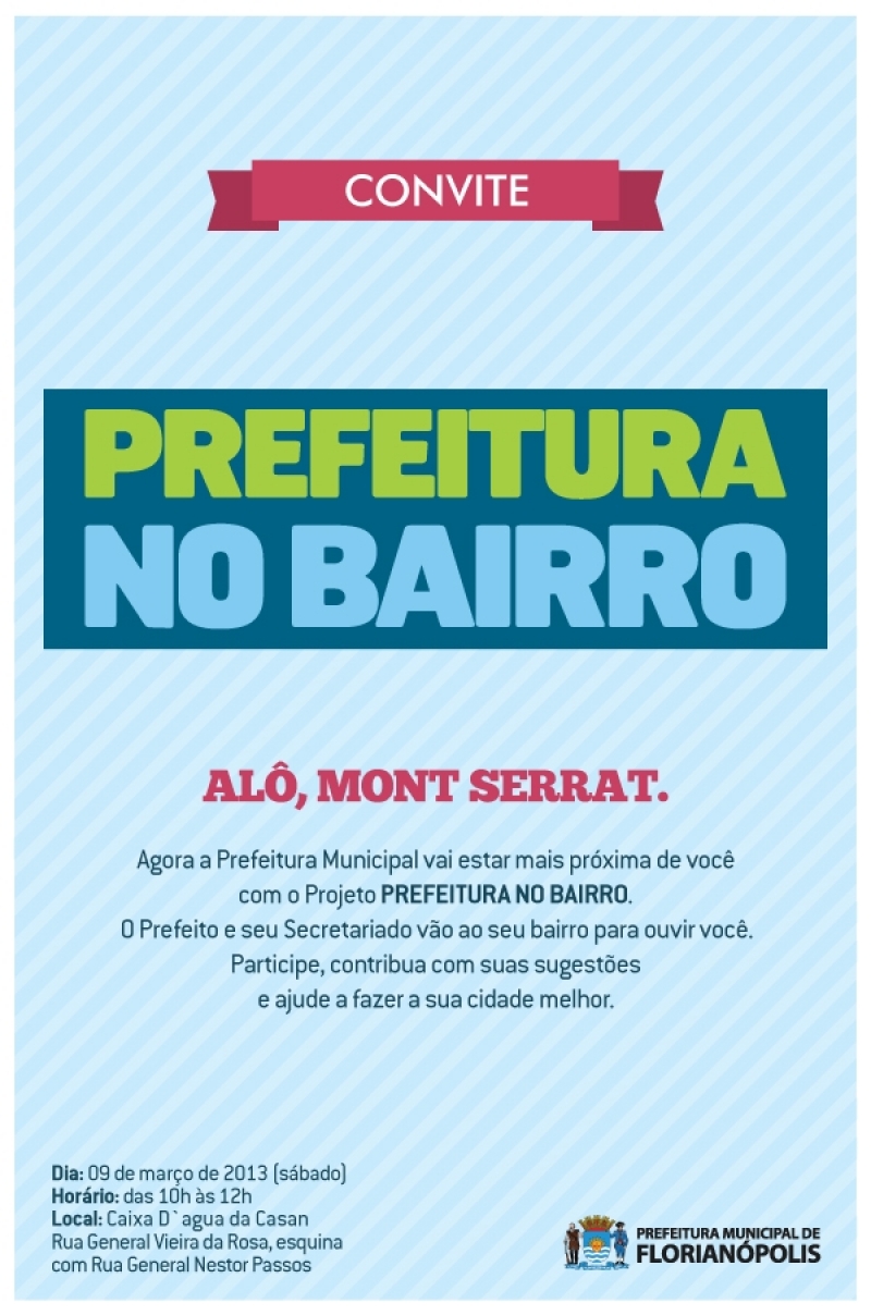 “Prefeitura no Bairro” vai ao Mont Serrat sábado