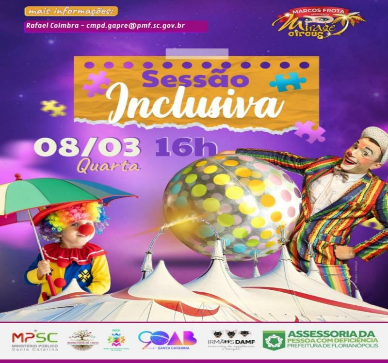 Prefeitura de Florianópolis promove sessão inclusiva grátis no Mirage Circus nesta quarta-feira(8)