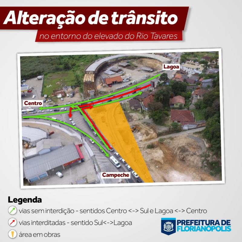 Obra do Elevado do Rio Tavares provoca alterações no trânsito na região