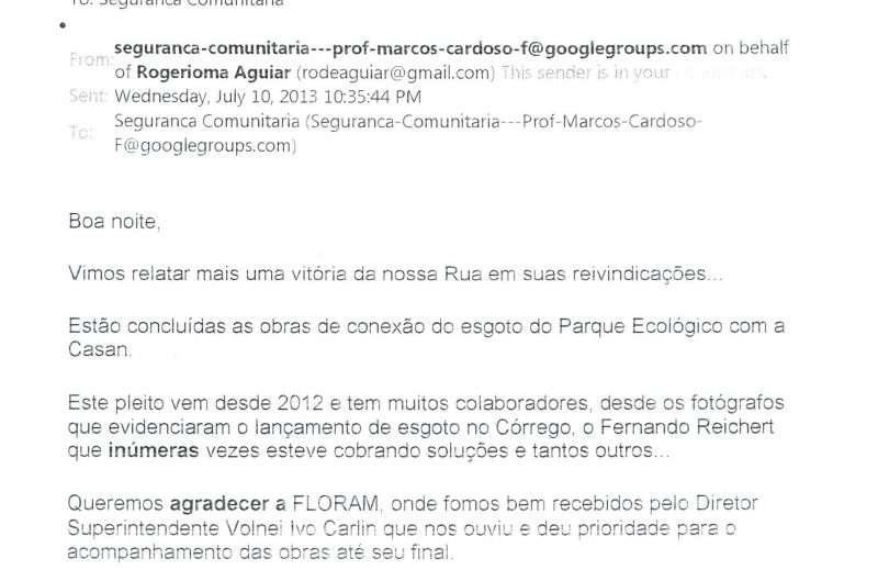 Parque do Córrego Grande recebe rede de esgoto