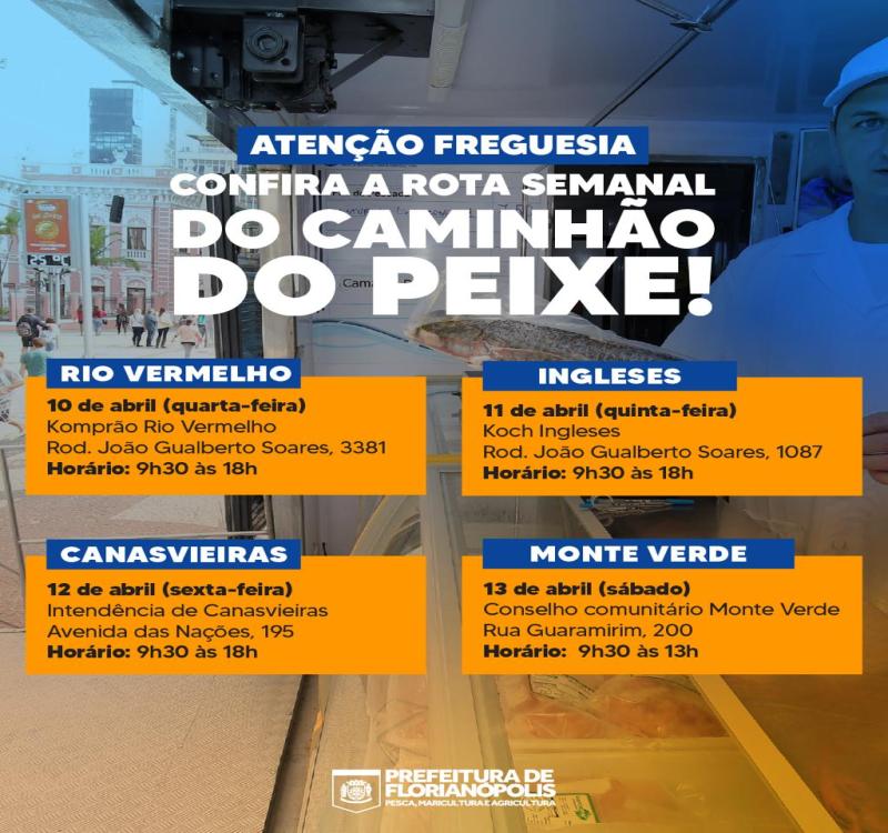 Prefeitura anuncia Programação do Caminhão do Peixe desta semana
