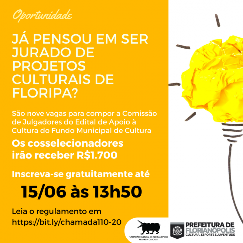Últimos dias para inscrição de projetos culturais e de avaliadores
