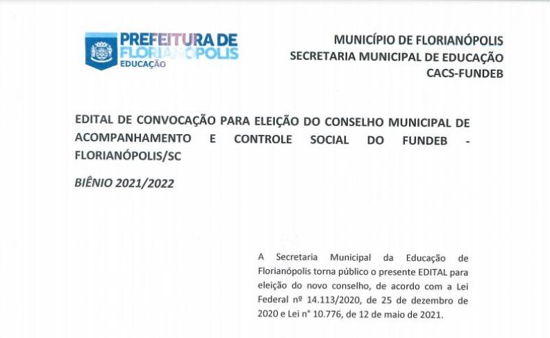 Listagem dos candidatos do edital para eleição do Conselho Municipal de Acompanhamento e Controle Social do FUNDEB