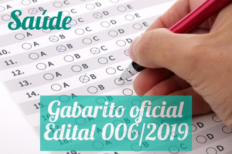 Gabarito processo seletivo edital 006/2019