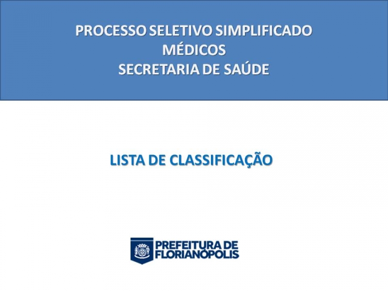 Processo seletivo: lista de classificação