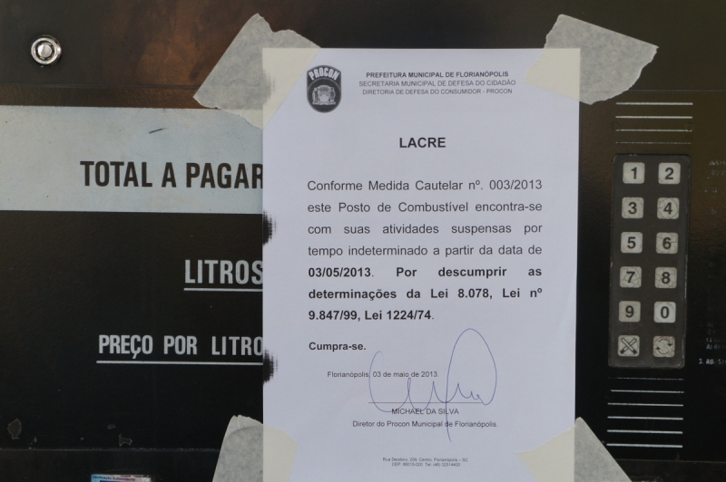 Procon lacra mais dois postos de combustíveis na Grande Florianópolis