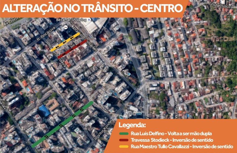 Trânsito muda em ruas do Centro nesta segunda-feira