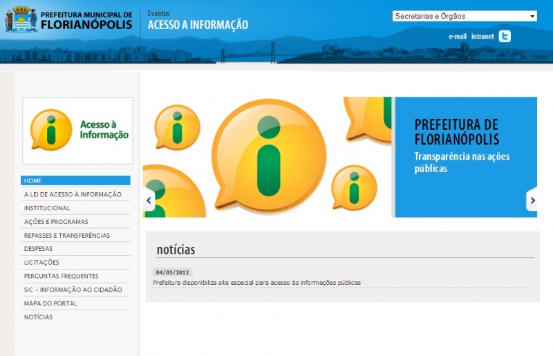 Site disponibiliza informações públicas de Florianópolis