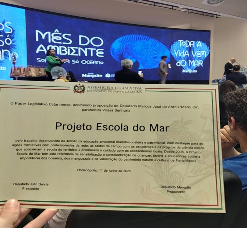 Escola do Mar é homenageada na Assembleia Legislativa