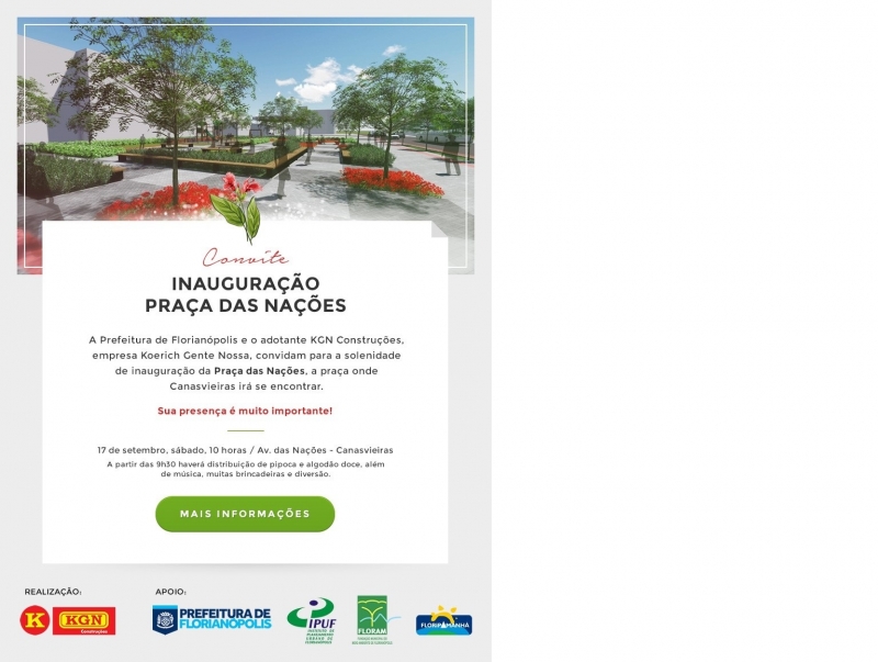 Canasvieiras ganha nova praça no sábado