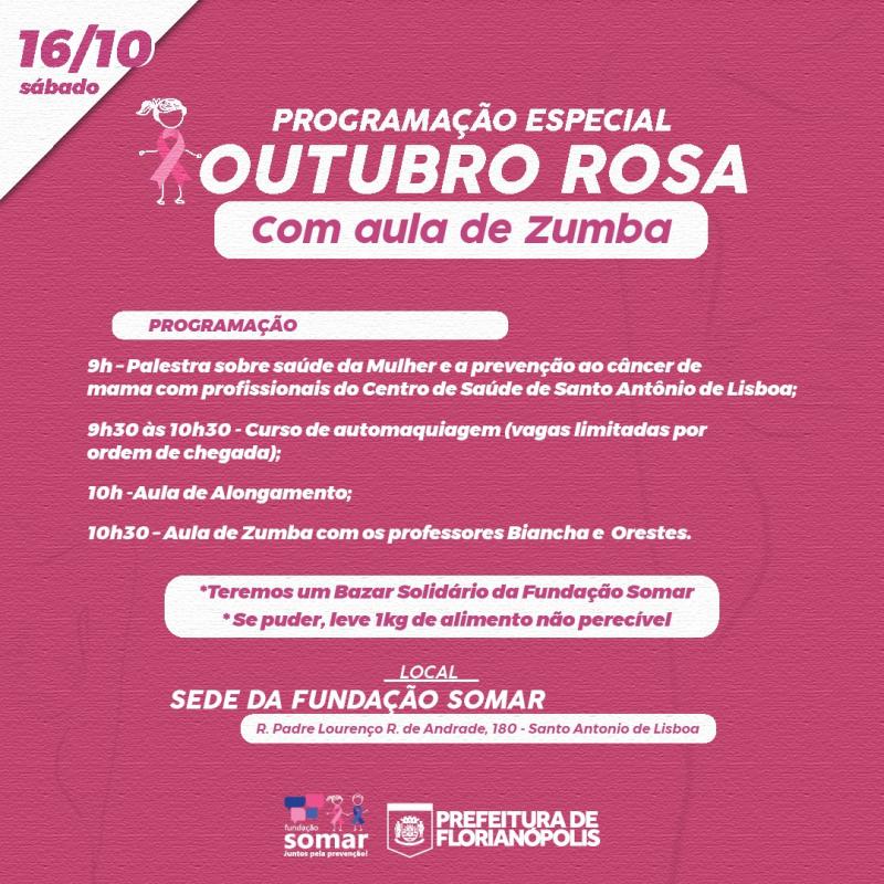 OUTUBRO ROSA: Florianópolis promove atividades neste sábado