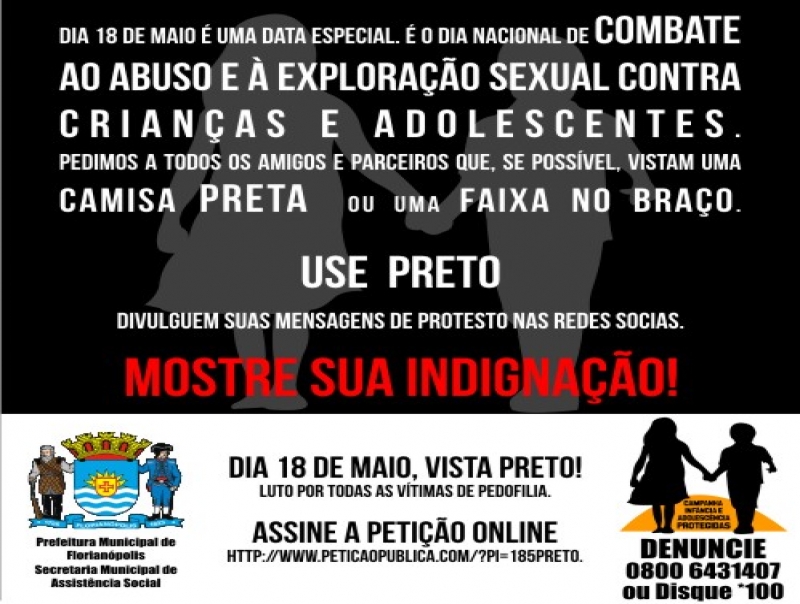 População veste preto para comemorar o Dia Nacional de Combate ao Abuso e à Exploração Sexual contra Crianças e Adolescentes 