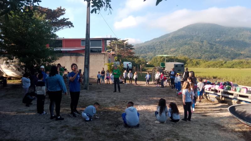Estudantes do 2º ano plantam árvores nativas da Mata Atlântica na Praia da Mutuca, no Sul de Florianópolis 