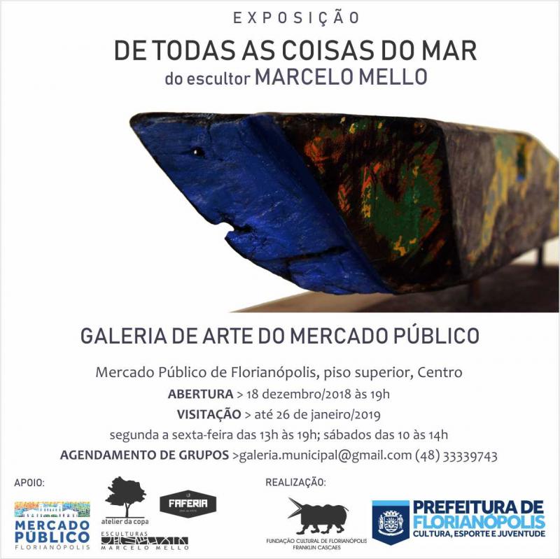 Objetos recolhidos no mar e em estaleiros estão expostos na Galeria do Mercado Público