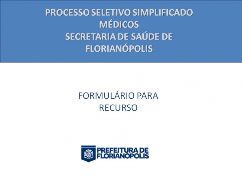 Processo seletivo: formulário para recurso