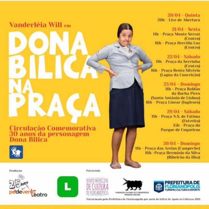 Final de semana terá Circuito Dona Bilica na Praça, Domingo com Teatro e exposições em Florianópolis