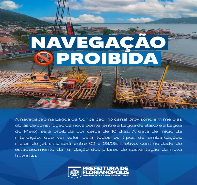 Navegação em área da Lagoa da Conceição será temporariamente proibida