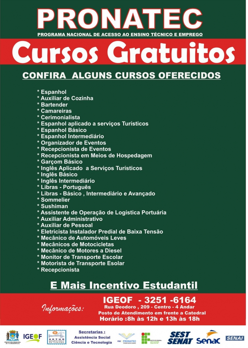 Cursos Gratuitos do PRONATEC