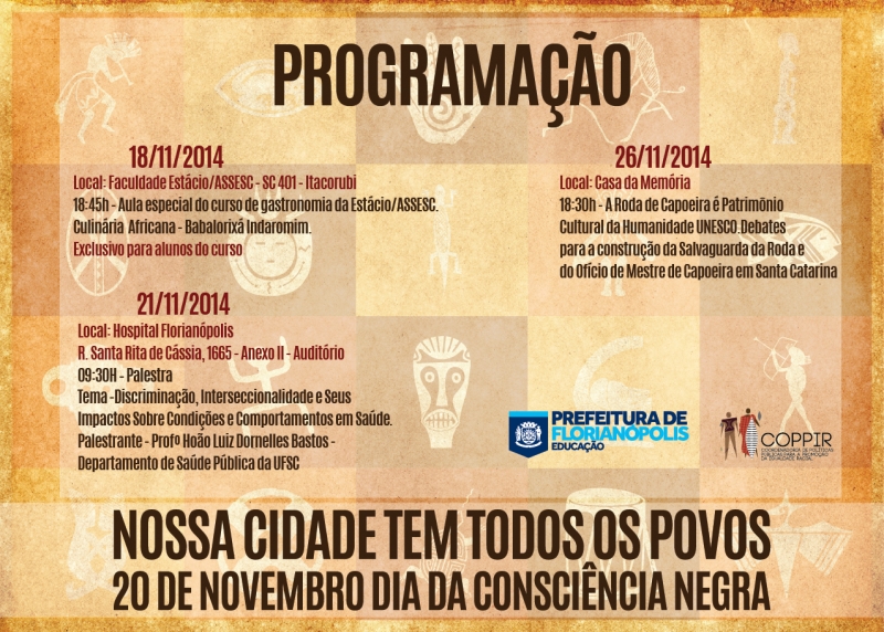 Programação para o mês da Consciência Negra