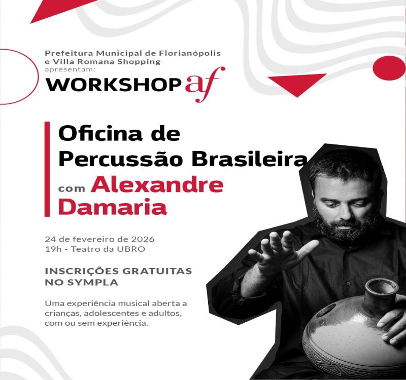 Teatro da UBRO recebe Oficina de Percussão Brasileira gratuita