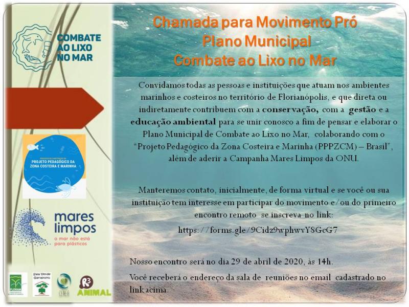 Chamada para Movimento Pró Plano Municipal Combate ao Lixo no Mar