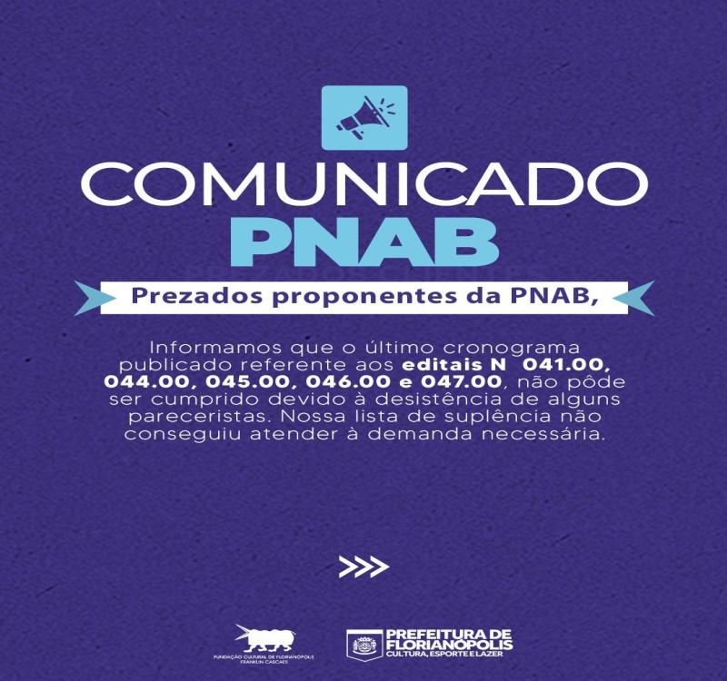 COMUNICADO: CRONOGRAMA PNAB