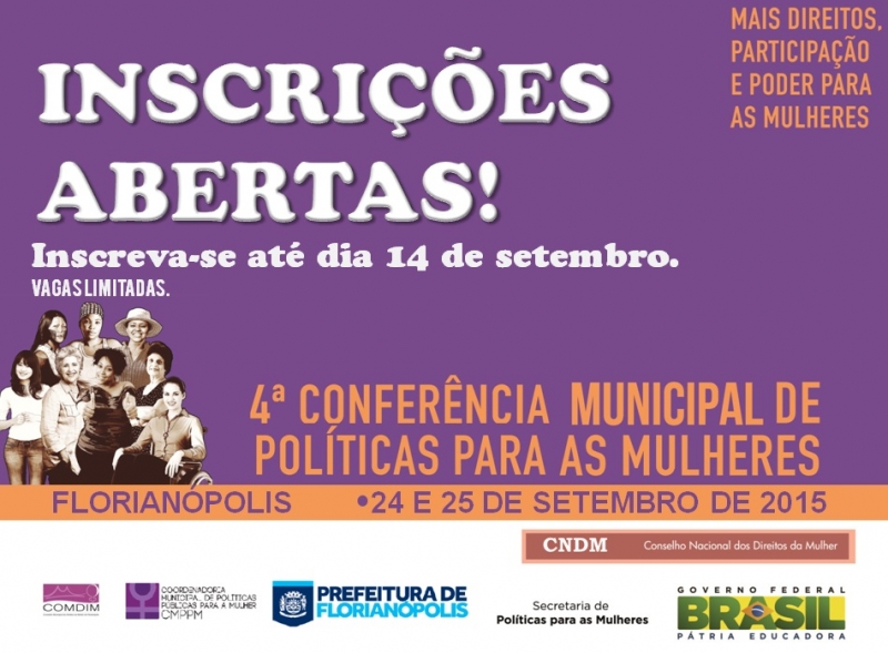 Abertas as inscrições da 4ª Conferência Municipal de Políticas para as Mulheres