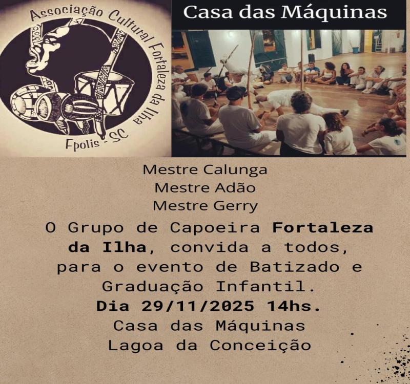 Encontro Infantil de Capoeira Fortaleza da Ilha promove batizado e graduações na Lagoa da Conceição