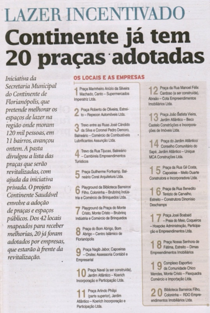Projeto Continente Saudável é destaque na mídia de Santa Catarina