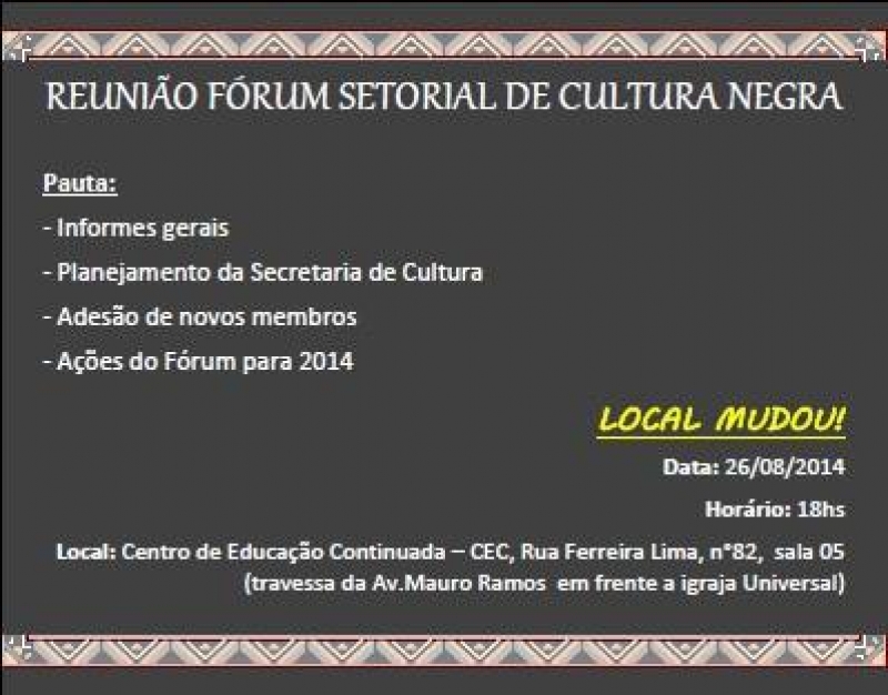 Fórum setorial discute a cultura negra