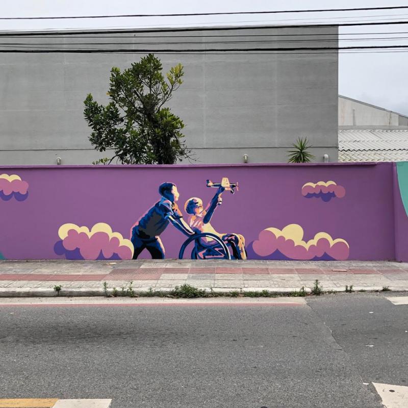 Unidades educativas de Florianópolis têm seus muros e fachadas transformados em galerias de arte a céu aberto