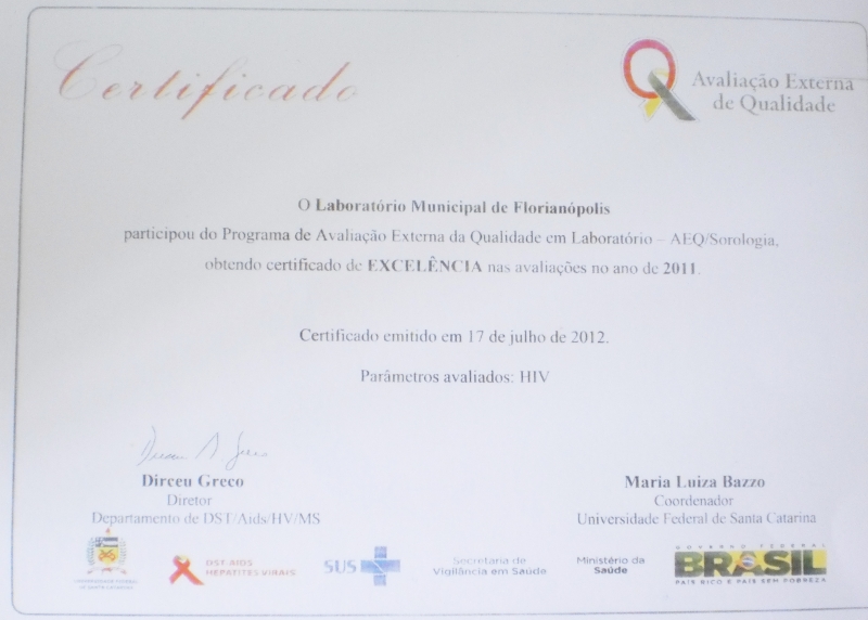 LAMUF recebe certificado do Ministério da Saúde