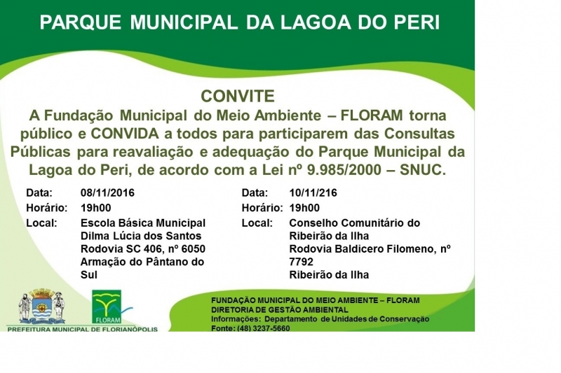  Parque da Lagoa do Peri terá consulta pública