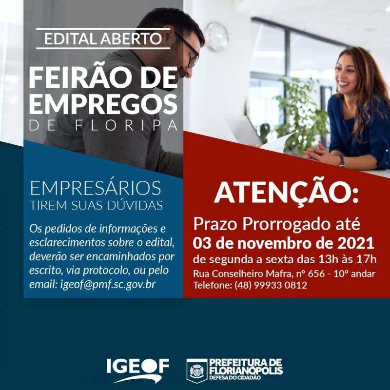 Prorrogadas as inscrições de empresas no Feirão de Emprego