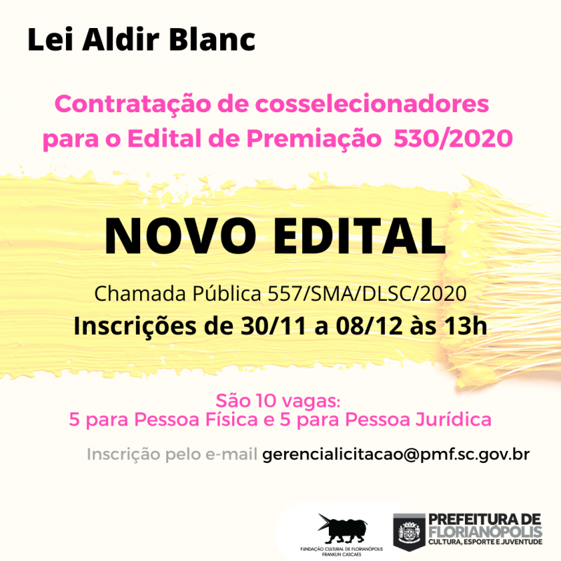 Chamada pública para cosselecionadores da Lei Aldir Blanc
